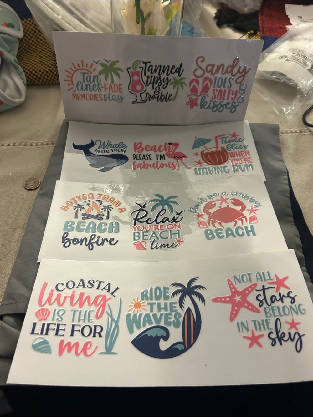 Amazon Beach-Themed Decal Sheet - Pink, Blue, Teal